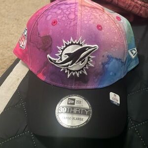 Miami Dolphins crucial catch cancer  39thirty hat. NWT. Size large-x-large.